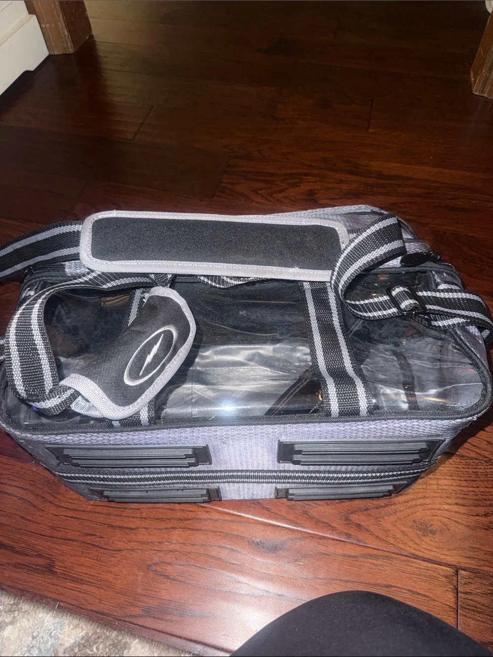 Storm Men's Gray Bowling Duffel Bag with Black Accents holds 2 balls and shoes
